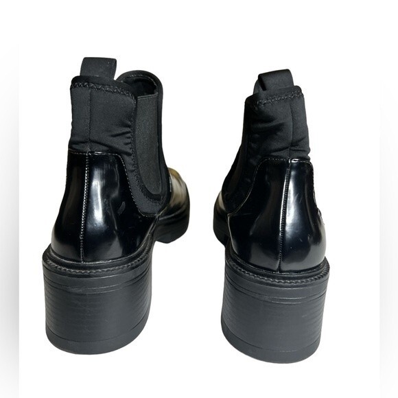 Zara Chelsea Lug Sole Chunky Heel Platform Ankle Boot Black Size 39 US 8 - Picture 4 of 16